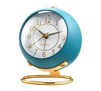 Analog Alarm Clocks for bedrooms,Small Desk Clocks,Night Light, Non-Ticking，Battery Powered,Silent Alarm Clock,Simple Design Desktop Alarm Clock. (Blue)