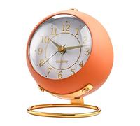 Analog Alarm Clocks,Retro Backlight Cute Simple Design Small Desk Clock with Night Light,Silent Non-Ticking,Battery Powered,for Kids,Bedroom,Travel,Kitchen,Bedside Desktop. (Orange)