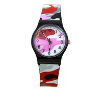 Analog Clock for Children - Quartz Clock for Children | Analog Wall Clock in Quartz with Waterproof Camouflage, Outdoor Sports Clock, Fun Learning Clock, Red, Se référer au descriptif, Refer to