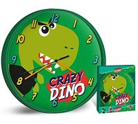 Analog Crazy Dino Wall Clock 25cm - Children Modern Wall Clock Battery Operated, Wall Decor Gift for Kids Room Bathroom Living Room