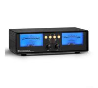Analog Dual VU Meter Audio Switcher Box with and Microphone Inputs for Home Studio Office Use 4 in 1 out or 1 in 4 out Mode (Blue backlight)