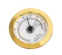 Analog Hygrometer - 5 cm Golden Round Mechanical Humidity Tester, High Precision Pressure Gauge | Humidor Box Guitar Violin Monitor For Measuring Instrument A