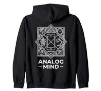 Analog Mind Digital Detox Unplugged Offline Graphic Zip Hoodie