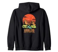 Analog Mindset In A Digital World Outdoors Hiking Nature Zip Hoodie