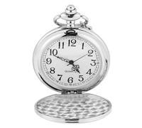Analog Quartz Smooth Pocket Watch with Durable Alloy Chain and Cover for Halloween Christmas Wedding Gift 3 Colors 4.5cm (Silver Glossy Thin Chain)