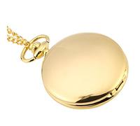 Analog Quartz Smooth Pocket Watch with Durable Alloy Chain and Cover for Halloween Christmas Wedding Gift 3 Colors 4.5cm (Gold Glossy Thin Chain)