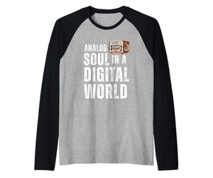 Analog Soul in a Digital World Retro Aesthetic Tech Design Raglan Baseball Tee