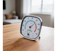 Analog Thermometer Hygrometer Wall Mount No for battery ABS Glass for dial Thermometer Hygrometer White Finish Indoor Room Thermometer Hygrometer for Bedroom Use 4.7in Large for dial Thermometer
