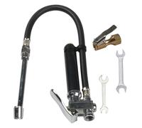 Analog Tire Inflator With Pressure Gauge 12Inch 1/4NPT Offset Double Head Chucks 20-120PSI For Car Motorcycle Air Hose Tire Inflator Valves Filler End