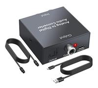 Analog to Digital Audio Converter R/L RCA 3.5mm AUX to Digital Coaxial Toslink Optical Audio Adapter with Optical Cable for Blu-ray Player HD DVD AV Amp