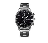 Analog Wrist Quartz Stainless Fashion Men's Watch Leather Watch Straps (Silver, One Size)