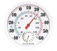 Analoges Thermometer Hygrometer Innen Außen Weiß Rund - Genaues Temperatur Luftfeuchtigkeit Messgerät für Gewächshaus Garage Balkon Wetterstation for dial -40°F bis 140°F