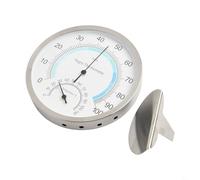 Analogue For Thermo-Hygrometer Indoor Climate Station | Stainless Steel Temperature Humidity Gauge for Home Office Greenhouse | 0-110C Range | 12.7cm Diameter Monitor