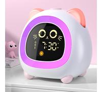 ANALOI Alarm Clock for Kids, Ok to Wake Clock for Kids with Eye Protection Sleep Training Auto Off Feature 10 Night Light Dual Alarm for Bedroom, Kids Alarm Clock Green Cat Gifts for Girls