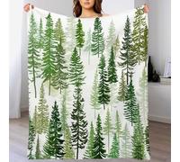 ANALTIRCE 3D Abstract Pine Forest Extra Large Fleece Throw Blanket for Couch, Sofa, 270GSM Double Super Soft and Warm Cosy Travel Blankets, Hand Drawn Plants Lightweight Throw