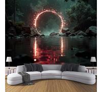 ANALTIRCE 3D Effect Nature Rivers Forests Mural Wallpaper for Living Room Bedroom Decor, Amazing A Portal! Wall Art, Non-Woven Photo Wallpaper Wall Mural for Kitchen Hallway,