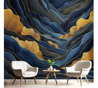 ANALTIRCE 3D Effect Photo Wallpaper Abstract Waves 100×70cm Mural Panoramic Wall Tapestry,Large Meditation Mountains Photo Mural Bedroom Eco-Friendly Wallpaper Decoration