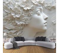 ANALTIRCE 3D Effect Photo Wallpaper Beauty Face Flowers 200×150cm Mural Panoramic Wall Tapestry,Large Relief Flowers Portraits Photo Mural Bedroom Eco-Friendly Wallpaper Decoration