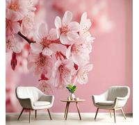 ANALTIRCE 3D Effect Photo Wallpaper Cherry Blossoms Branches 300×210cm Mural Panoramic Wall Tapestry,Large Countryside Flowers Photo Mural Bedroom Eco-Friendly Wallpaper Decoration