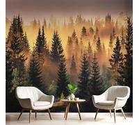 ANALTIRCE 3D Effect Photo Wallpaper Dawn Pine Trees 200×150cm Mural Panoramic Wall Tapestry,Large Fields Northern Europe Photo Mural Bedroom Eco-Friendly Wallpaper Decoration