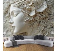 ANALTIRCE 3D Effect Photo Wallpaper Delicate Woman Face 450×300cm Mural Panoramic Wall Tapestry,Large Flowers Forest Photo Mural Bedroom Eco-Friendly Wallpaper Decoration