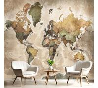 ANALTIRCE 3D Effect Photo Wallpaper Earth Colors World Map 150×105cm Mural Panoramic Wall Tapestry,Large Retro Silhouette Photo Mural Bedroom Eco-Friendly Wallpaper Decoration