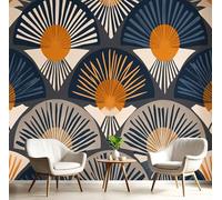 ANALTIRCE 3D Effect Photo Wallpaper Elegant Fan-Shaped Sun 368×254cm Mural Panoramic Wall Tapestry,Large Simple Geometric Photo Mural Bedroom Eco-Friendly Wallpaper Decoration
