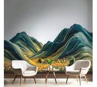 ANALTIRCE 3D Effect Photo Wallpaper Golden Valley 200×150cm Mural Panoramic Wall Tapestry,Large Abstract Mountains Photo Mural Bedroom Eco-Friendly Wallpaper Decoration