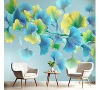 ANALTIRCE 3D Effect Photo Wallpaper Watercolor Ginkgo Leaves 400×280cm Mural Panoramic Wall Tapestry,Large Countryside Leaves Photo Mural Bedroom Eco-Friendly Wallpaper Decoration