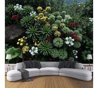 ANALTIRCE 3D Effect Tropical Forest Mural Wallpaper for Living Room Bedroom Decor, Lush Greenery Wall Art, Non-Woven Photo Wallpaper Wall Mural for Kitchen Hallway, 150×105cm