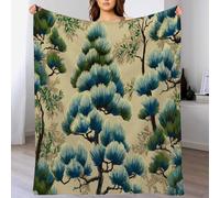 ANALTIRCE 3D Japanese Pine Extra Large Fleece Throw Blanket for Couch, Sofa, 270GSM Double Super Soft and Warm Cosy Travel Blankets, Abstract Forest Plants Lightweight Throw