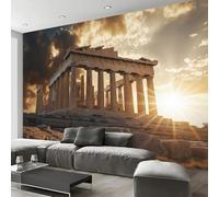 ANALTIRCE 3D Panoramic Wallpaper Mural, 200 x 150 cm Historical Sites Non-Woven Wallpaper Ancient Parthenon Wall Art Photo Wall Decoration, Yellow Mural Poster for Home Bedroom Living Room