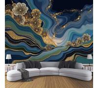 ANALTIRCE 3D Wall Mural Abstract Ocean Print Photo Wallpaper, Luxury Non-Woven Wall Decoration Poster Picture Lines Marble Design Modern 200×150cm Mural for Living Room Bedroom