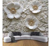 ANALTIRCE 3D Wall Mural Anemone Daisy Print Photo Wallpaper, Luxury White Non-Woven Wall Mural Decoration Poster Relief Flowers Picture, 250×175cm Murals for Living Room Kids Bedroom