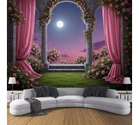 ANALTIRCE 3D Wall Mural European Style Arch Print Photo Wallpaper, Luxury Non-Woven Wall Decoration Poster Picture Romance Roses Flowers Design Modern 368×254cm Mural for Living Room Bedroom