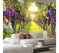 ANALTIRCE 3D Wall Mural Grapevines Farm Print Photo Wallpaper, Luxury Non-Woven Wall Decoration Natural Pastoral Scenery Poster Picture Design Modern 350 x 256 cm Mural for Living Room Green