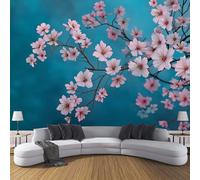 ANALTIRCE 3D Wall Mural Hand Drawn Cherry Blossoms Print Photo Wallpaper, Luxury Non-Woven Wall Mural Decoration Poster Branches Flowers Picture 250×175cm Design Wallpaper for Living Room