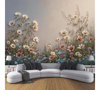ANALTIRCE 3D Wall Mural Nature Wildflowers Print Photo Wallpaper, Luxury Non-Woven Wall Mural Decoration Poster Hand Drawn Flowers Picture 250×175cm Design Wallpaper for Living Room