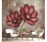 ANALTIRCE 3D Wall Mural Nostalgia Flowers Print Photo Wallpaper, Luxury Non-Woven Wall Mural Decoration Poster Abstract Countryside Flowers Picture 450×300cm Design Wallpaper for Living Room