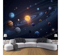 ANALTIRCE 3D Wall Mural Solar System Orbit Print Photo Wallpaper, Luxury Non-Woven Wall Mural Decoration Poster Cartoon Planet Picture 200×150cm Design Wallpaper for Living Room