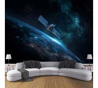 ANALTIRCE 3D Wall Mural Space Satellite Print Photo Wallpaper, Luxury Non-Woven Wall Decoration Poster Picture Planet Skyline Design Modern 200×150cm Mural for Living Room Bedroom