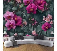 ANALTIRCE 3D Wall Mural Tropical Flowers Print Photo Wallpaper, Luxury Non-Woven Wall Decoration Poster Picture Modern Palm Leaf Design Modern 100×70cm Mural for Living Room Bedroom