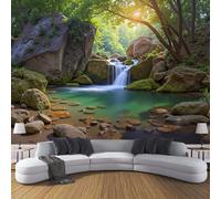 ANALTIRCE 3D Wall Mural Waterfall In The Crevice Print Photo Wallpaper, Luxury Non-Woven Wall Decoration Poster Picture Forest Stream Design Modern 250×175cm Mural for Living Room Bedroom