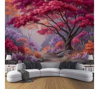 ANALTIRCE 3D Wall Mural Winding Road Print Photo Wallpaper, Luxury Non-Woven Wall Decoration Poster Picture Psychedelic Forest Design Modern 400×280cm Mural for Living Room Bedroom