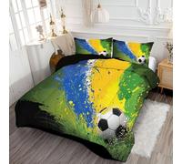 ANALTIRCE Abstract Football Heart Duvet, Coverless Duvet Double 7.5 Tog, Reversible Sports Graffiti Comeforter Set for All Season, Soft Lightweight Machine Washable Avocado Green Quilt 200x200cm
