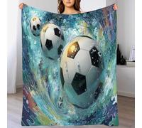 ANALTIRCE Abstract Football Pattern Flannel Throw Blanket, 140×180 cm (55.12×70.87 in) Soft and Lightweight Cozy Fluffy Plush Washable Fuzzy Sports Blanket for Bed Couch Sofa