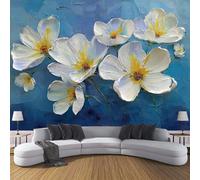 ANALTIRCE Abstract Petals Photo Wallpaper 150×105cm Blue Non-Woven Art Print Wall Mural Decoration Poster Heavy Textured Floral Picture Design Modern Living Room Kitchen Bedroom Wall Mural
