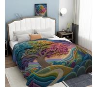 ANALTIRCE Abstract Stripes Soft Flannel Throw Blanket, Double Fluffy Throw Blanket for Sofa Bed Couch or Chair,Cozy Warm & Lightweight 3D Reliefs Flowers Trees Blankets for Girls Kids Adults