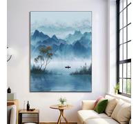 ANALTIRCE Canvas Wall Art for Living Room Large, 70×100 cm China Landscape Pictures Prints, Mountains Lake Bedroom Decor Aesthetic, Modern Wall Decorations for Office Hallway Dining Room