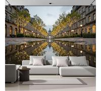 ANALTIRCE Classical City Square Wall Mural Streets Reflections Home Decoration 3D Non-Woven Photo Mural, Grey Wall Art Decoration for Bedroom Nursery Living Room Home 400 x 280 cm Photo Wallpaper